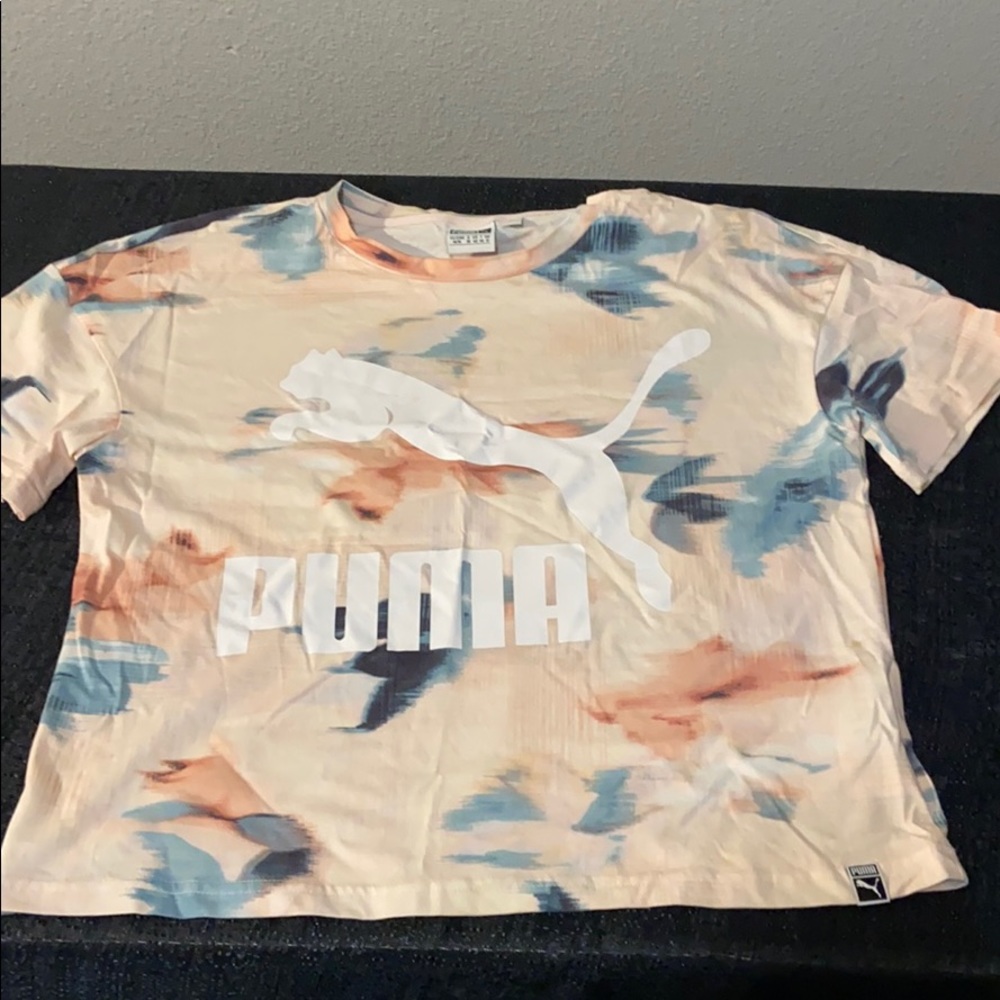 Multi colored puma cropped shirt